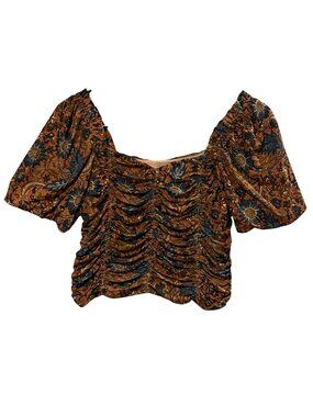House of Harlow 1960 Revolve Ruched Crop Top Women's Size XS Floral Stretch